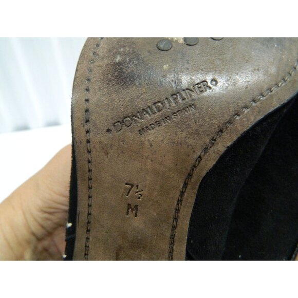 Donald J Pliner Black Suede Ankle Boots Contrast White Stitching Size 7.5 M - Picture 6 of 10